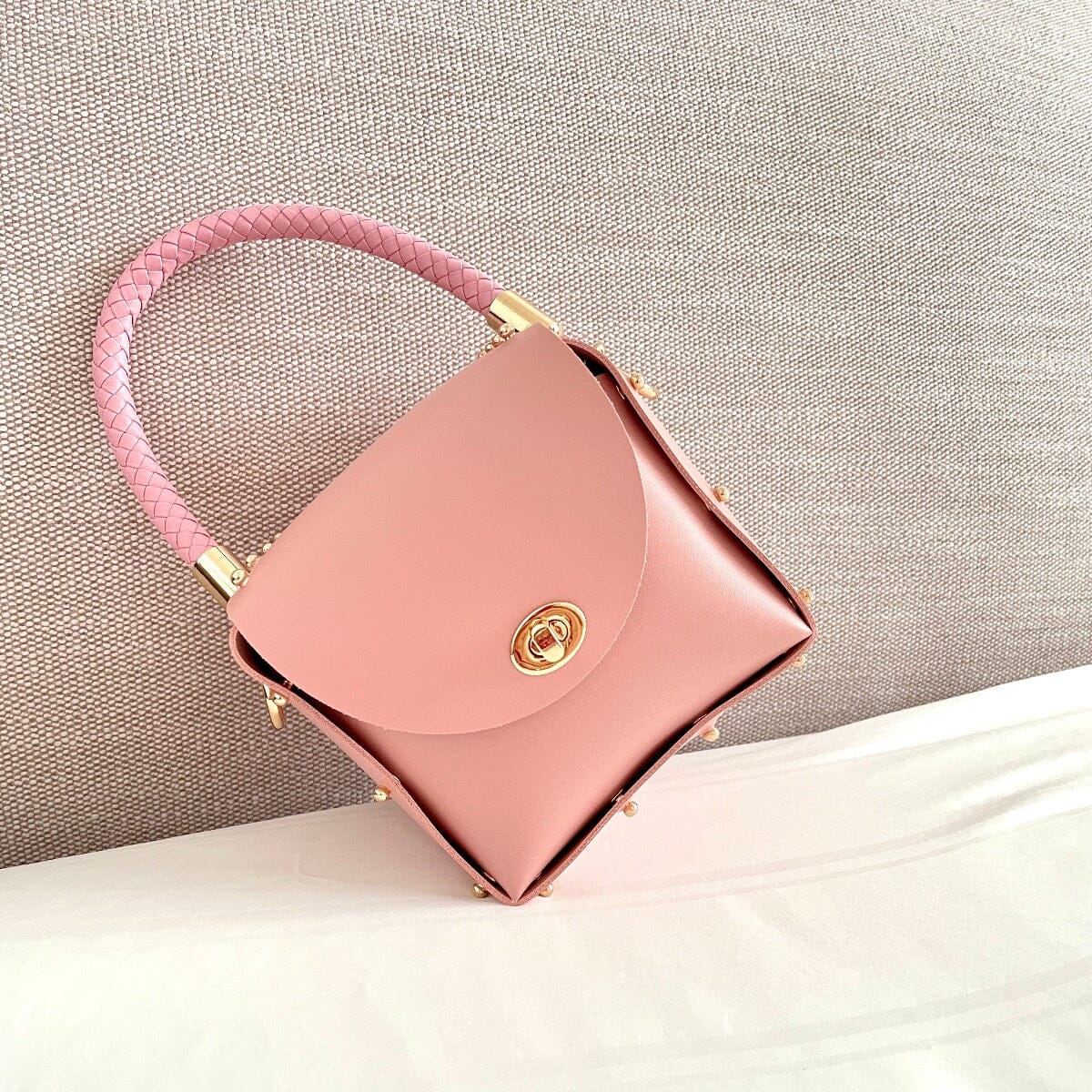 Candy box top handle bag Accessories LOVEFREYA L pink Gold 
