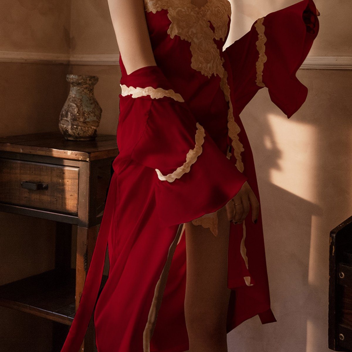 Georgina satin robe Intimates LOVEFREYA Free size Red 