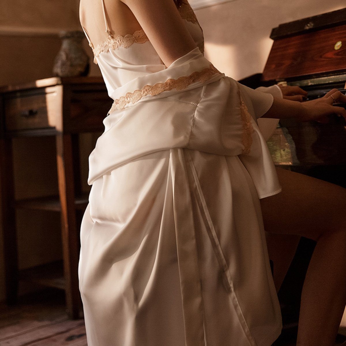 Georgina satin robe Intimates LOVEFREYA Free size White 