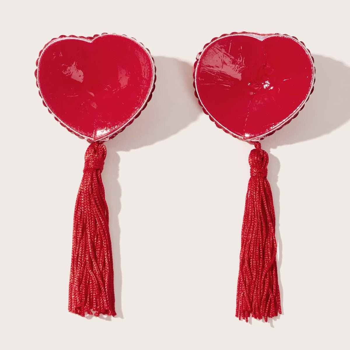 Heart shape tassel sequin nipple cover LOVEFREYA Free size Black Accessories