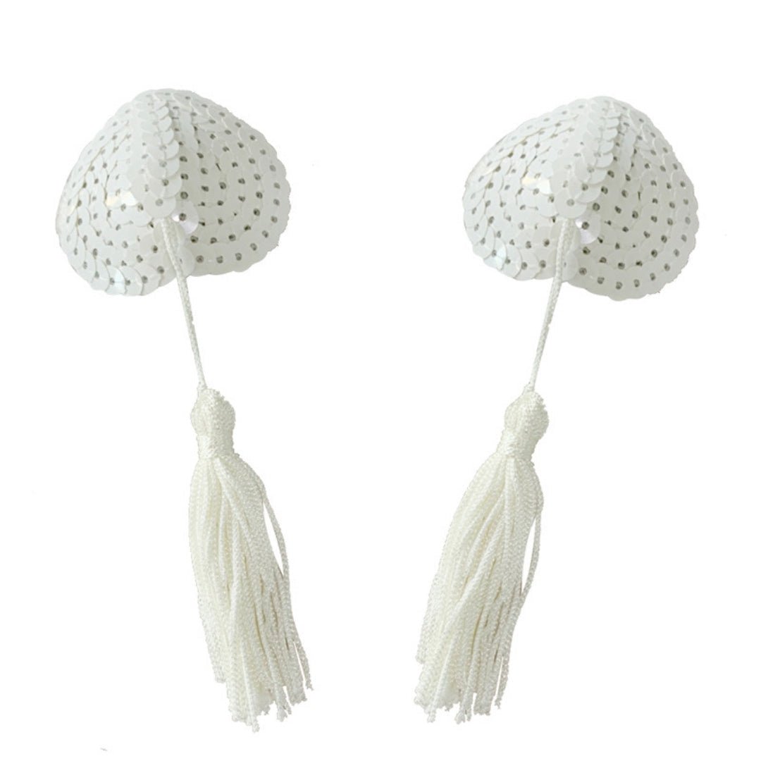 Heart shape tassel sequin nipple cover LOVEFREYA Free size Black Accessories