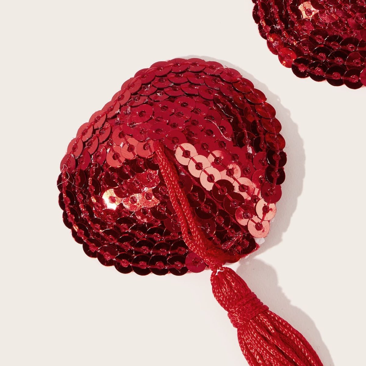 Heart shape tassel sequin nipple cover LOVEFREYA Free size Black Accessories