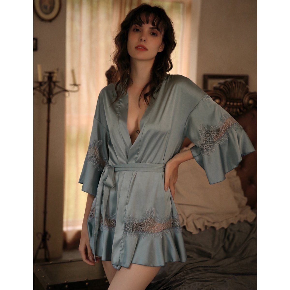 Leonida cami set Intimates LOVEFREYA Robe only (Free size) Blue 