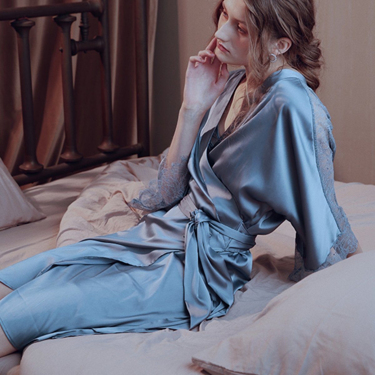 Livia satin robe Intimates LOVEFREYA FS Blue 