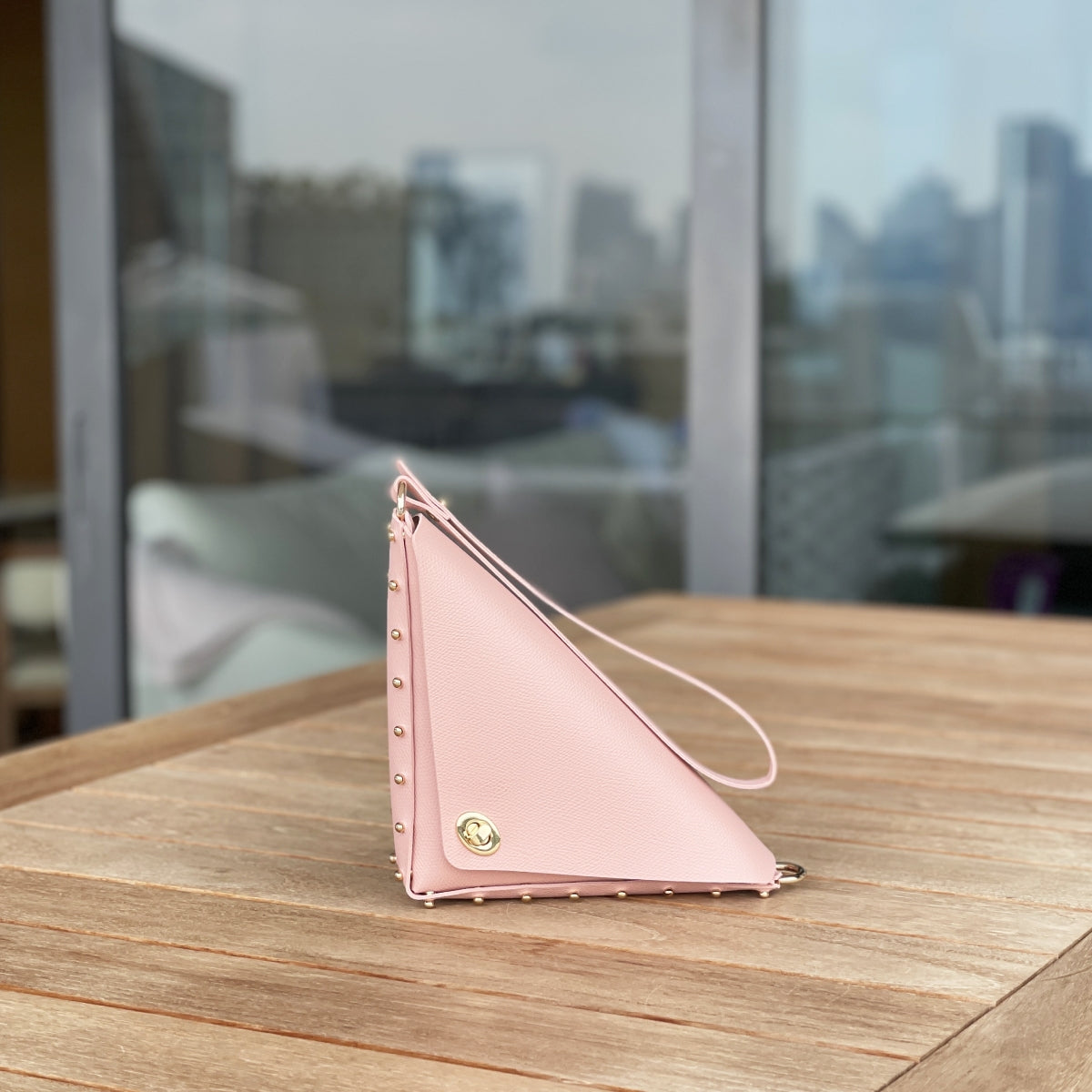 Medium triangle crossbody bag Accessories LOVEFREYA Pink Gold 