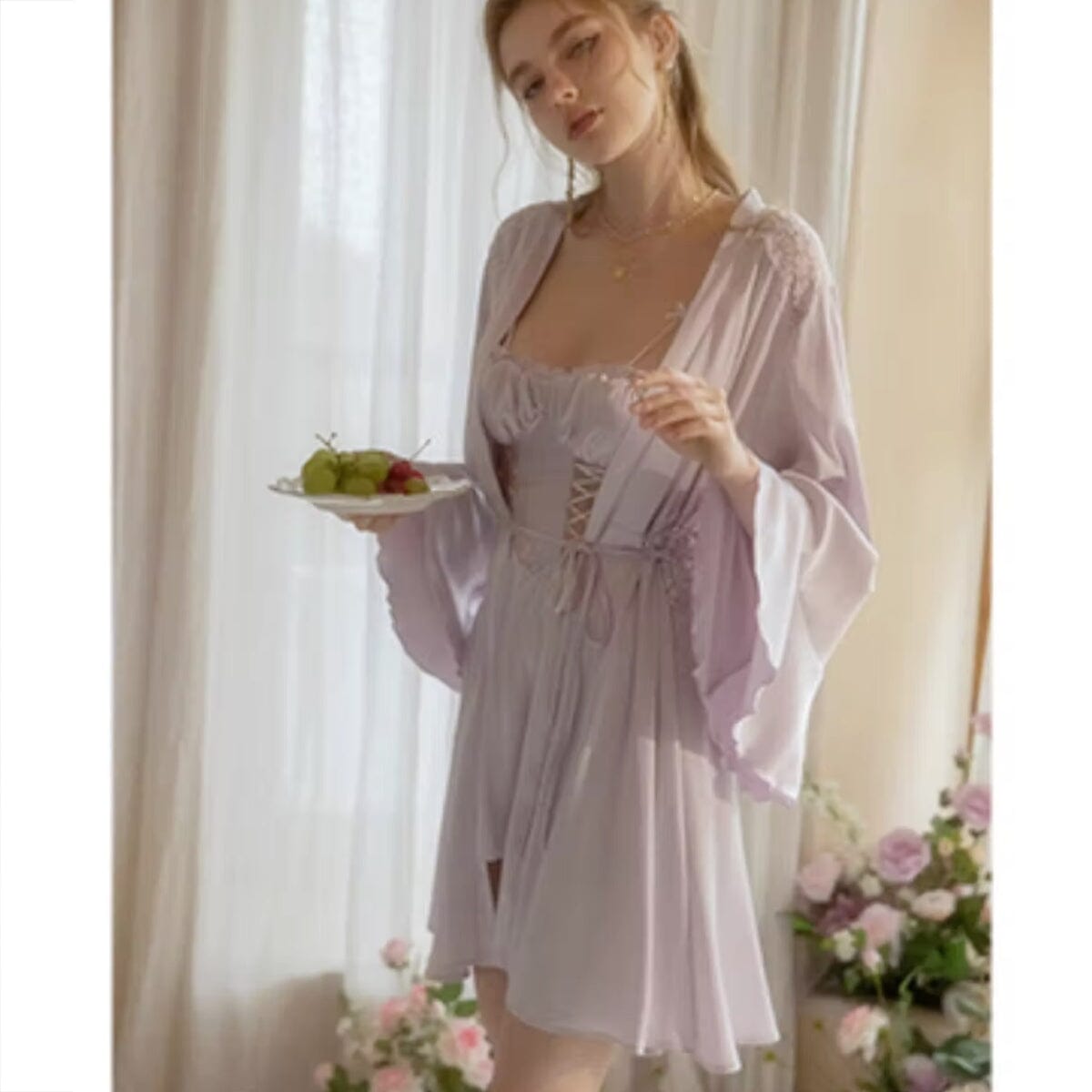 Misa satin robe Intimates LOVEFREYA Free size L purple Satin