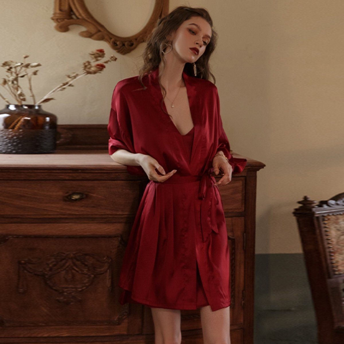 Rachelle satin robe Intimates LOVEFREYA Free size Red 