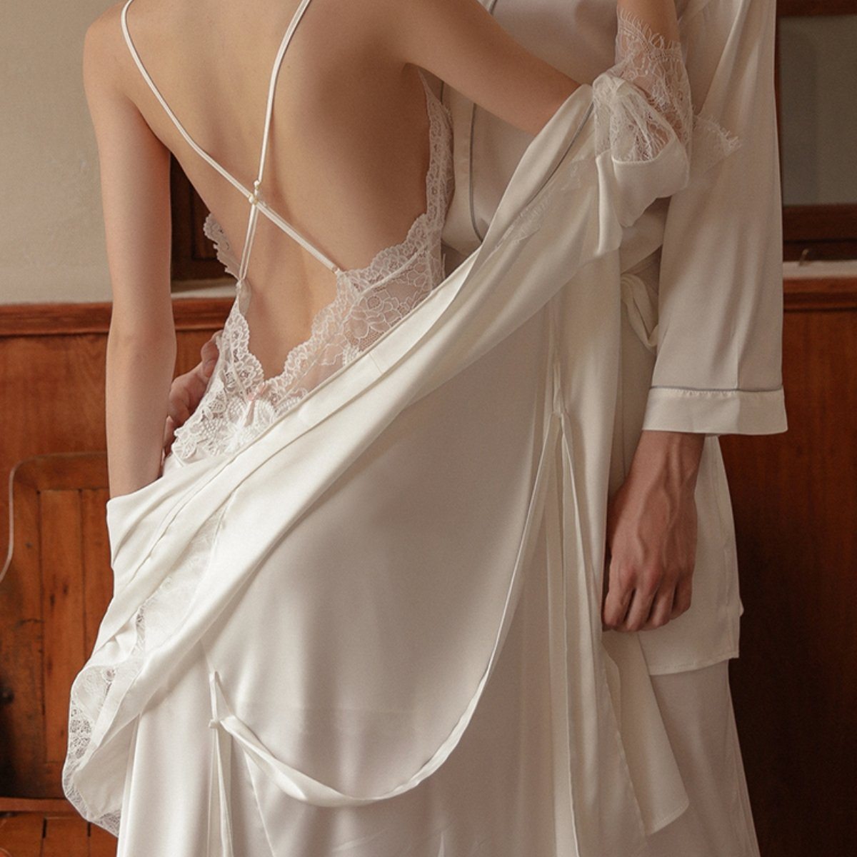 Sharlet satin robe Intimates LOVEFREYA White Free size 