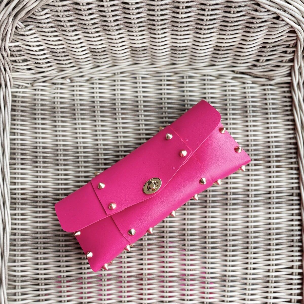 Star studded maxi clutch Bags LOVEFREYA Hot pink Gold 